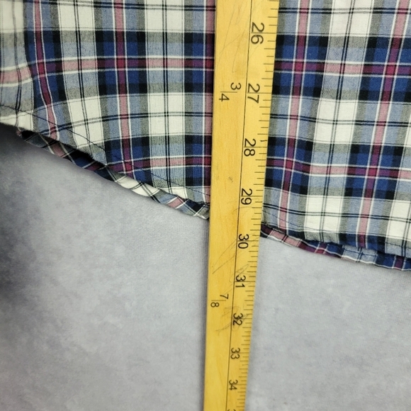 Original Penguin Men’s Blue White Red Crosshatch Button Down Heritage Slim Fit - Picture 8 of 10